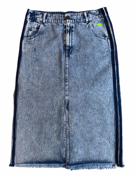 adidas Denim - adidas Light Blue Denim Straight Skirt with Dark Blue Side Stripes